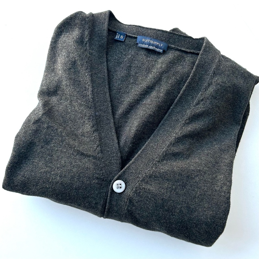SuitSupply Cotton-Cashmere Fine Knit Sweater – Forest Green